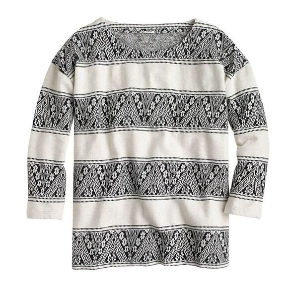 𝅺J. Crew Jacquard Stripe Sweatshirt Pullover Top XS - Picture 1 of 5